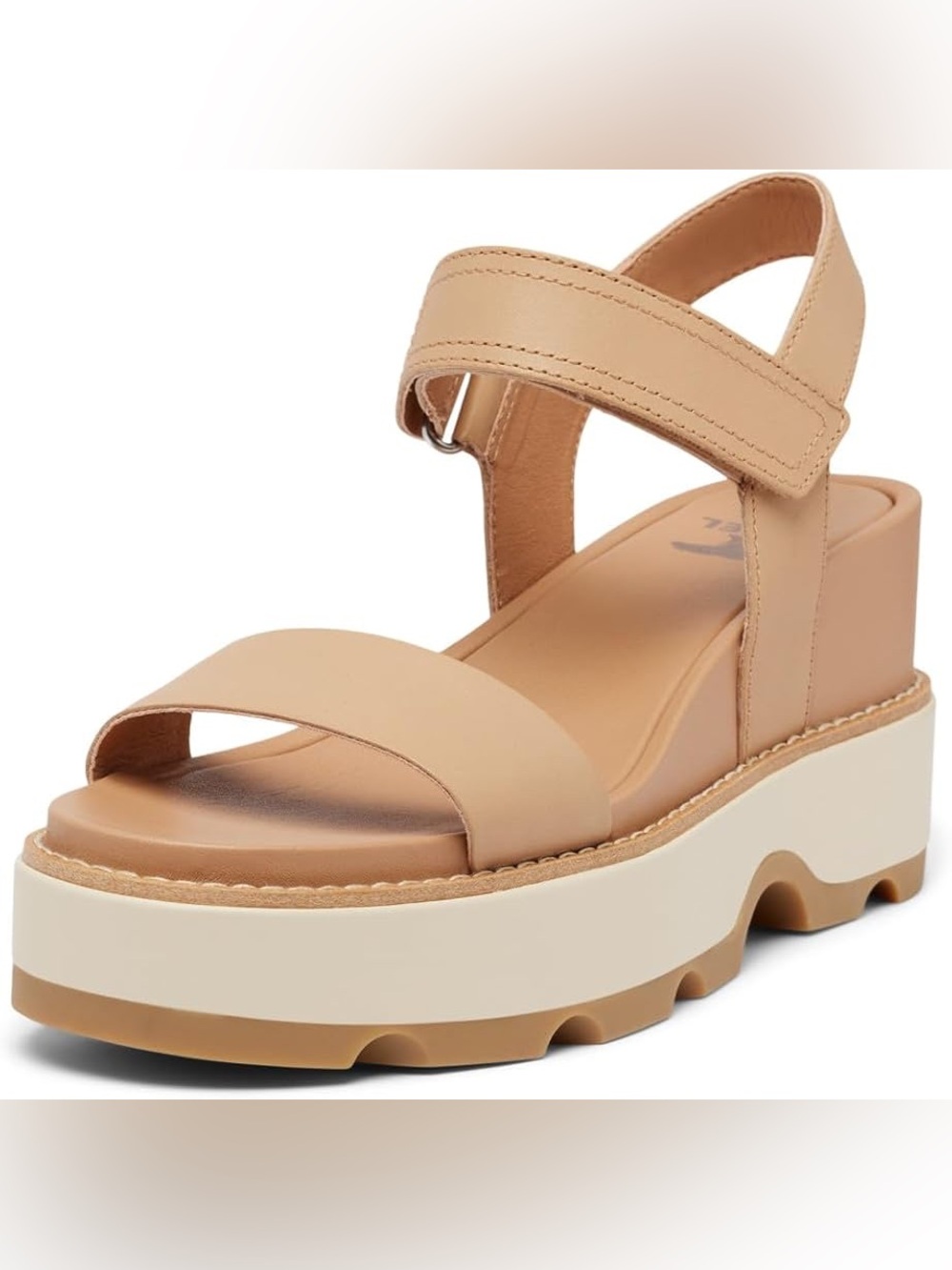 SOREL Joanie IV Y-Strap Wedge Sandal in Honest Beige Bleached Ceramic